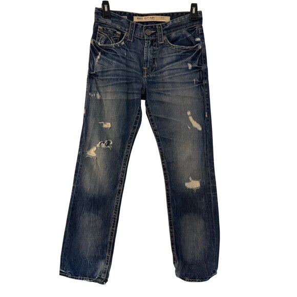 Big Star Union Straight Jeans Mens Size 29R Distressed Medium Wash Blue Denim - Picture 1 of 11